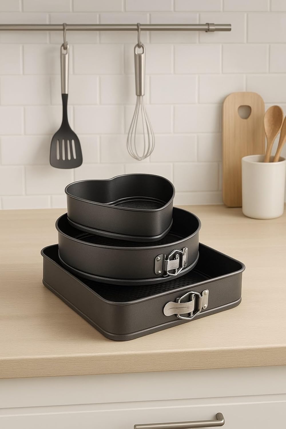 Juego de moldes antiadherentes para tartas de 3 piezas
