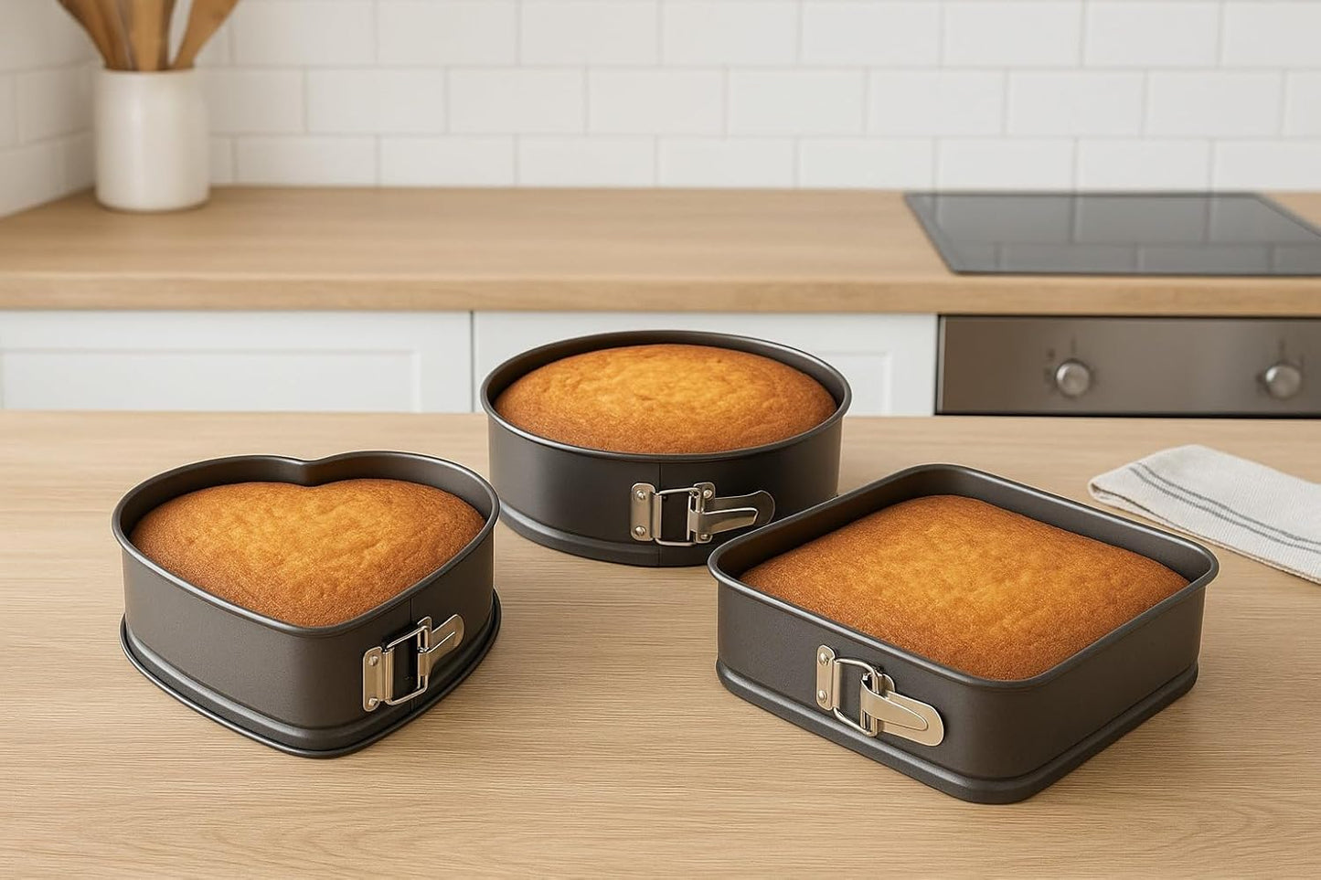 Juego de moldes antiadherentes para tartas de 3 piezas