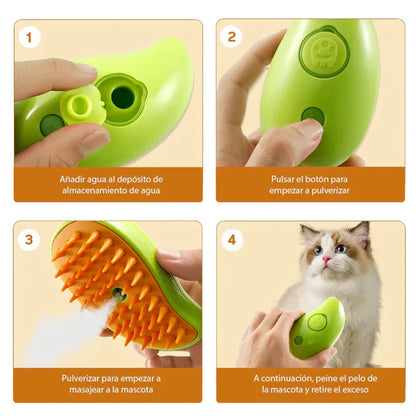🐶 Cepillo Vaporizador 3 en 1 para Mascotas – ¡Cuidado Total sin Complicaciones!