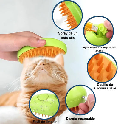 🐶 Cepillo Vaporizador 3 en 1 para Mascotas – ¡Cuidado Total sin Complicaciones!